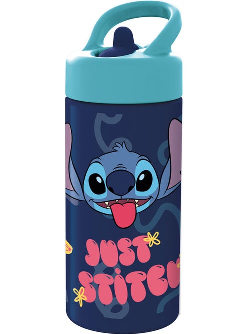 Gourde enfant 410 ml Stitch en plastique avec paille intégrée - Kiabi