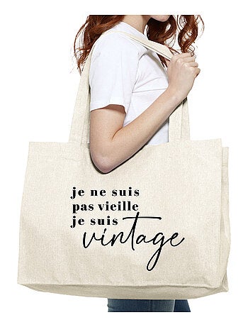Grand cabas JE NE SUIS PAS VIEILLE JE SUIS VINTAGE