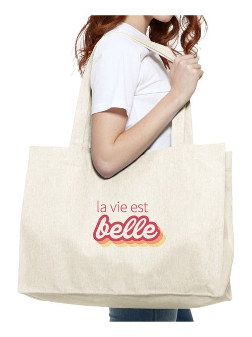 Grand cabas LA VIE EST BELLE ROSE - Kiabi Grand cabas LA VIE EST BELLE ROSE - Kiabi
