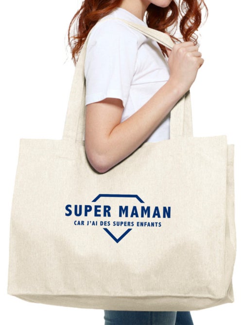 Grand cabas SUPER MAMAN CAR J'AI DES SUPERS ENFANTS 2 WAF - Kiabi Grand cabas SUPER MAMAN CAR J'AI DES SUPERS ENFANTS 2 WAF - Kiabi