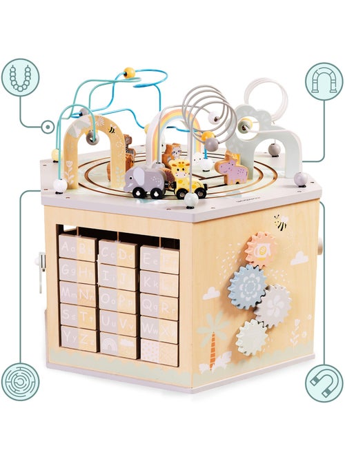 Grand cube d'activités bois montessori train alphabet mamabrum - Kiabi