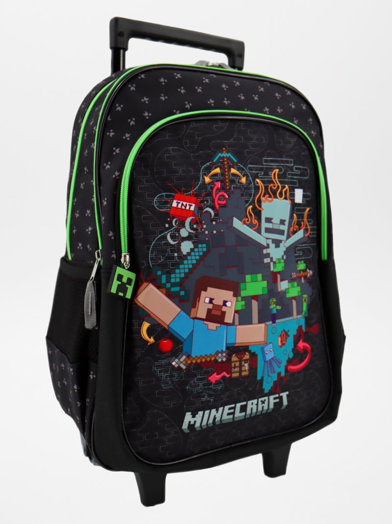 Grand sac à roulettes 'Minecraft' noir - Kiabi