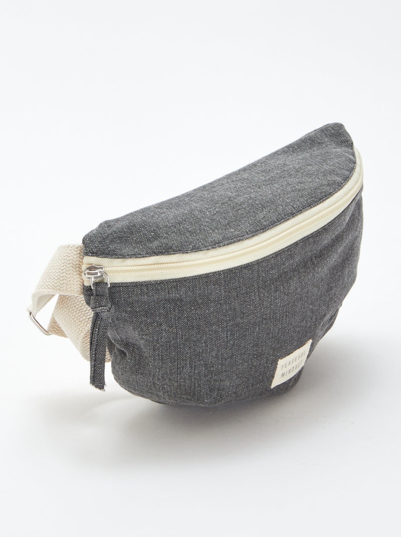 Grand sac banane avec étiquette tissée Noir - Kiabi