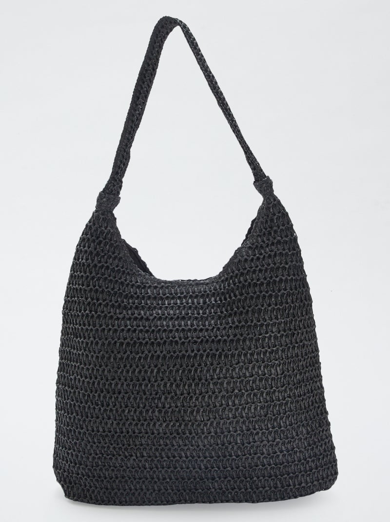Grand sac en paille Noir - Kiabi