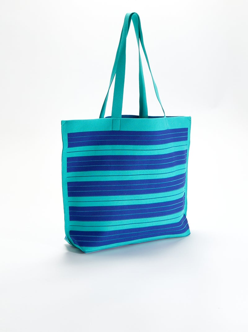 Grand sac forme cabas à rayures Bleu - Kiabi