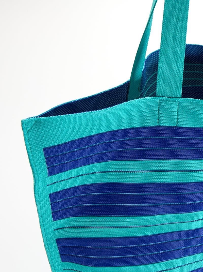 Grand sac forme cabas à rayures Bleu - Kiabi