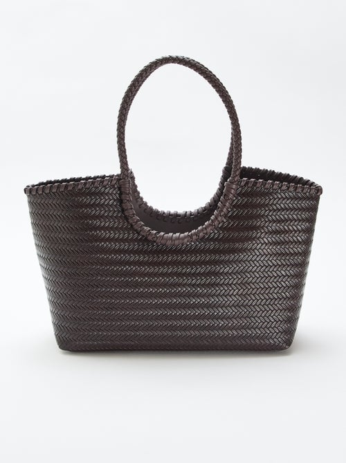 Grand sac tressé de forme rectangulaire - Kiabi