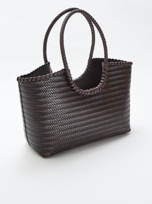 Grand sac tressé de forme rectangulaire - Kiabi