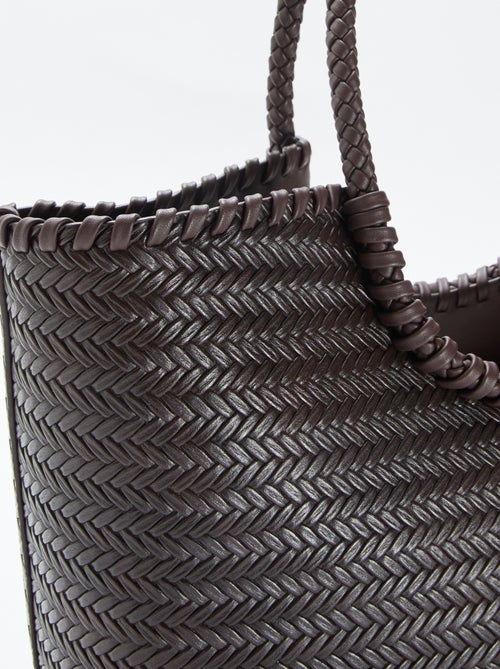 Grand sac tressé de forme rectangulaire - Kiabi