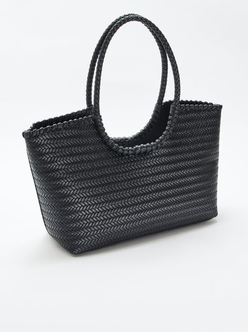 Grand sac tressé de forme rectangulaire - Kiabi