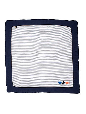Grand tapis de jeu en double gaze de coton marinière - sauthon