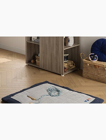 Grand tapis de jeu en double gaze de coton marinière - sauthon