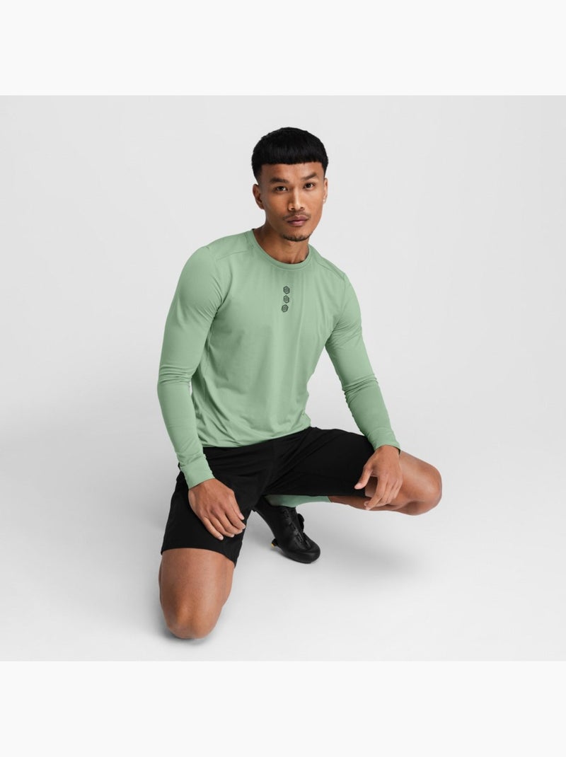Gravel fiets t-shirt met lange mouwen heren Groen - Kiabi
