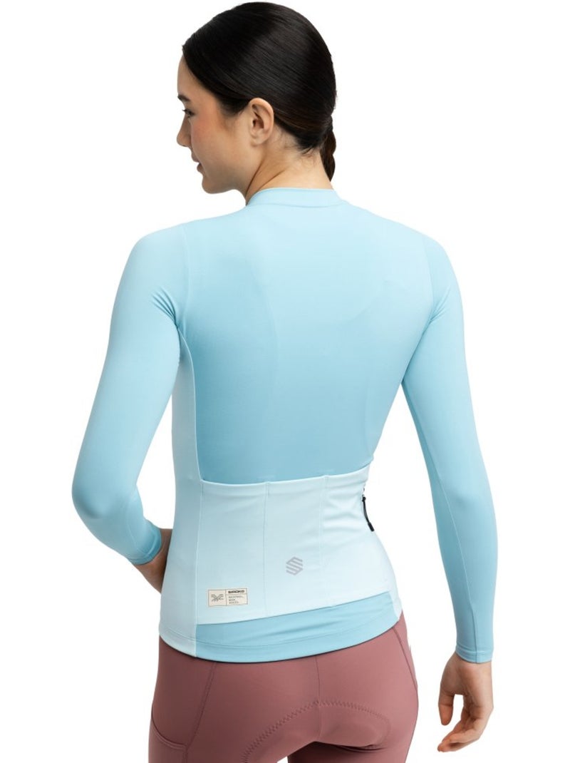 Gravel wielershirt lange mouwen dames Blauw - Kiabi
