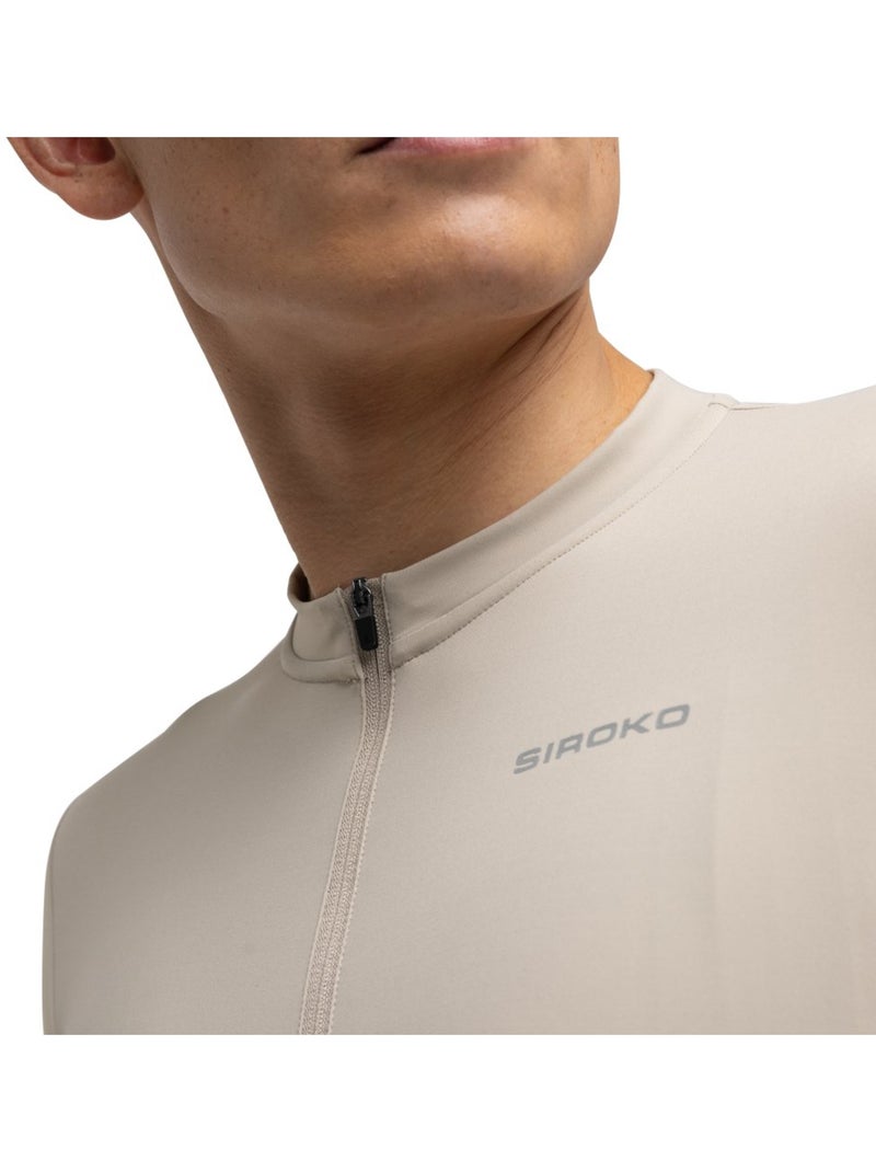 Gravel wielershirt lange mouwen heren Beige - Kiabi