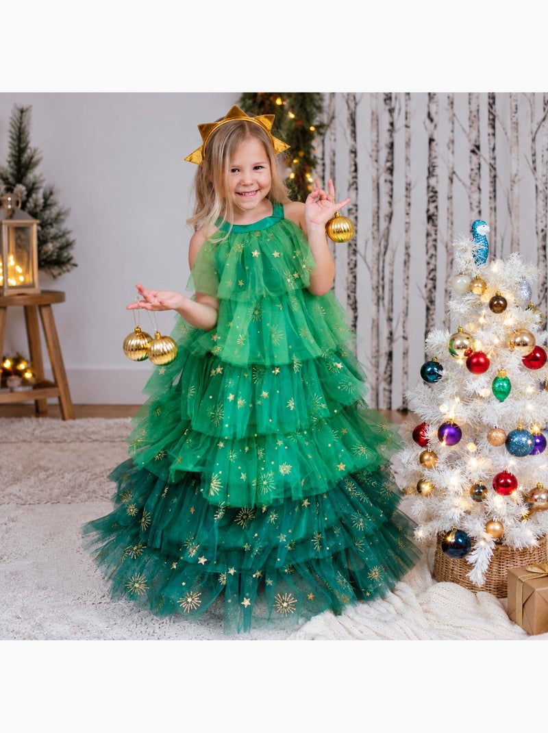 Great pretenders | déguisement enfant robe de princesse de noël avec serre tête Vert - Kiabi