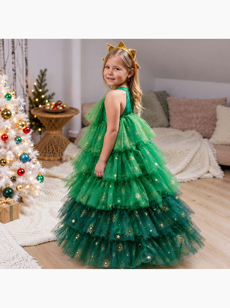 Great pretenders | déguisement enfant robe de princesse de noël avec serre tête Vert - Kiabi