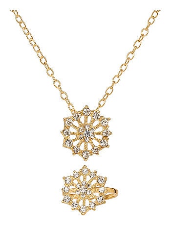 Great pretenders | ensemble collier et bague en strass flocon