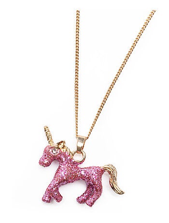 Great pretenders | set collier et bague licorne rose pailletée
