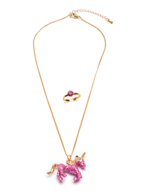 Great pretenders | set collier et bague licorne rose pailletée - Kiabi