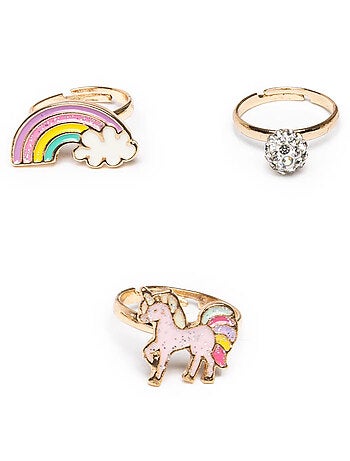 Great pretenders | set de 3 bagues ajustables licorne arc en ciel