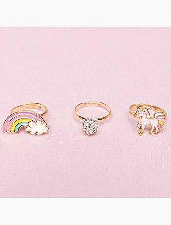 Great pretenders | set de 3 bagues ajustables licorne arc en ciel