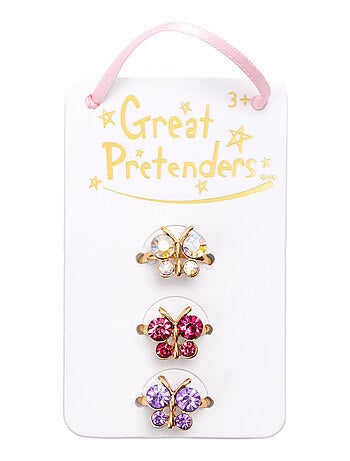 Great pretenders | set de 3 bagues papillons scintillantes