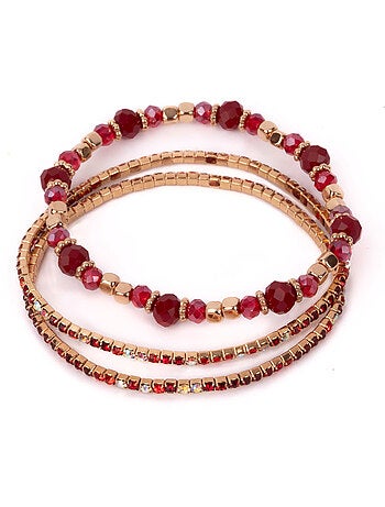 Great pretenders | set de 3 bracelets rubis rouge