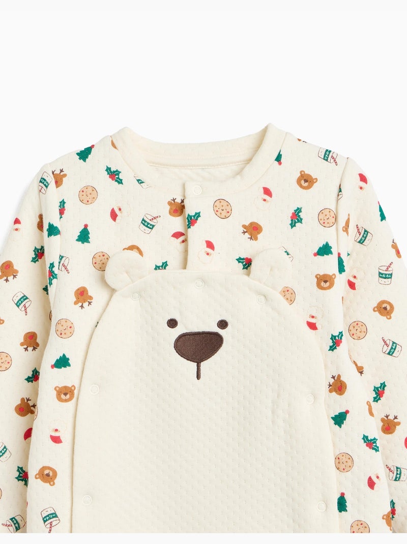 Grenouillère de noël en maille interlock, mo fashion Beige - Kiabi