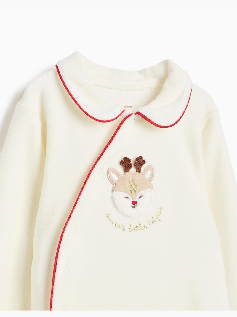 Grenouillère de noël en velours, mo fashion Beige - Kiabi