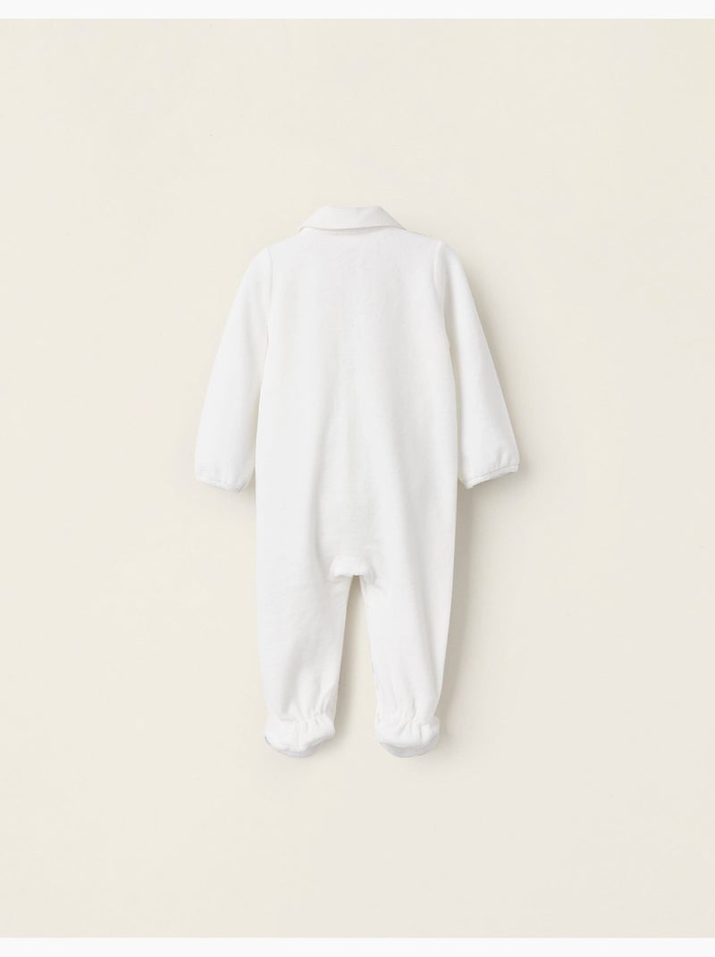 Grenouillère en Velours Texturé Blanc - Kiabi