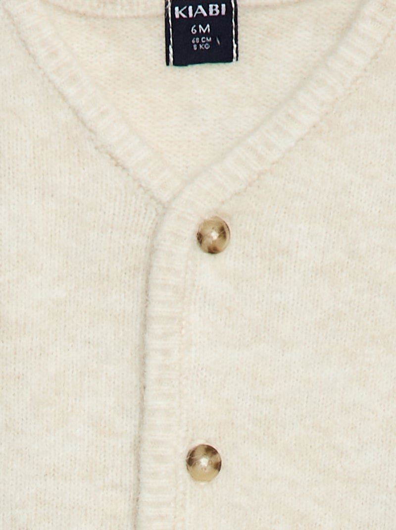 Grofgebreid, effen vest Biege - Kiabi