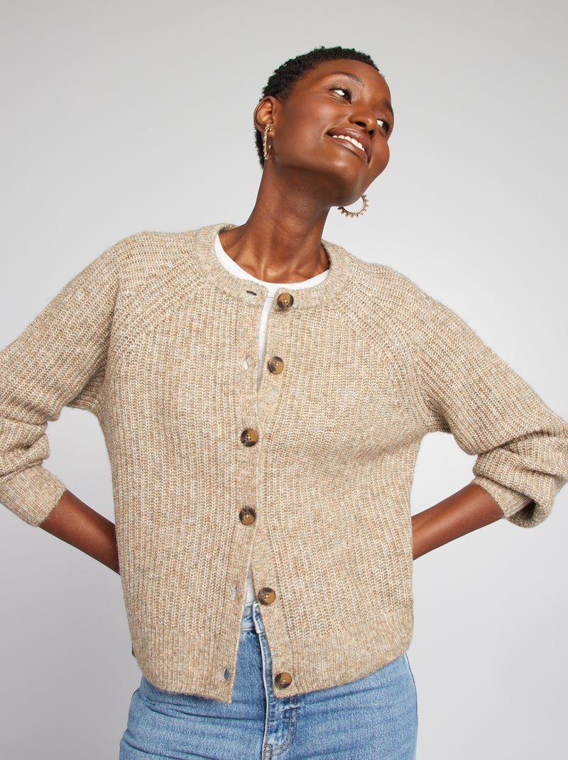 Grofgebreid vest BRUIN - Kiabi