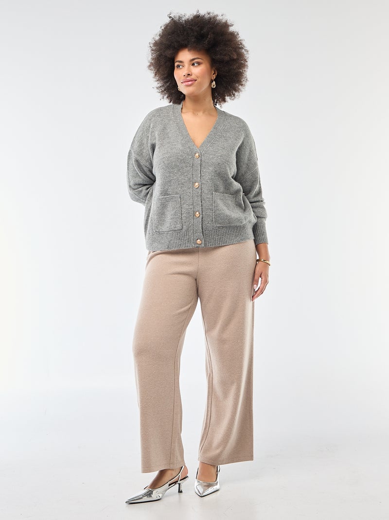 Grofgebreid vest Grijs - Kiabi