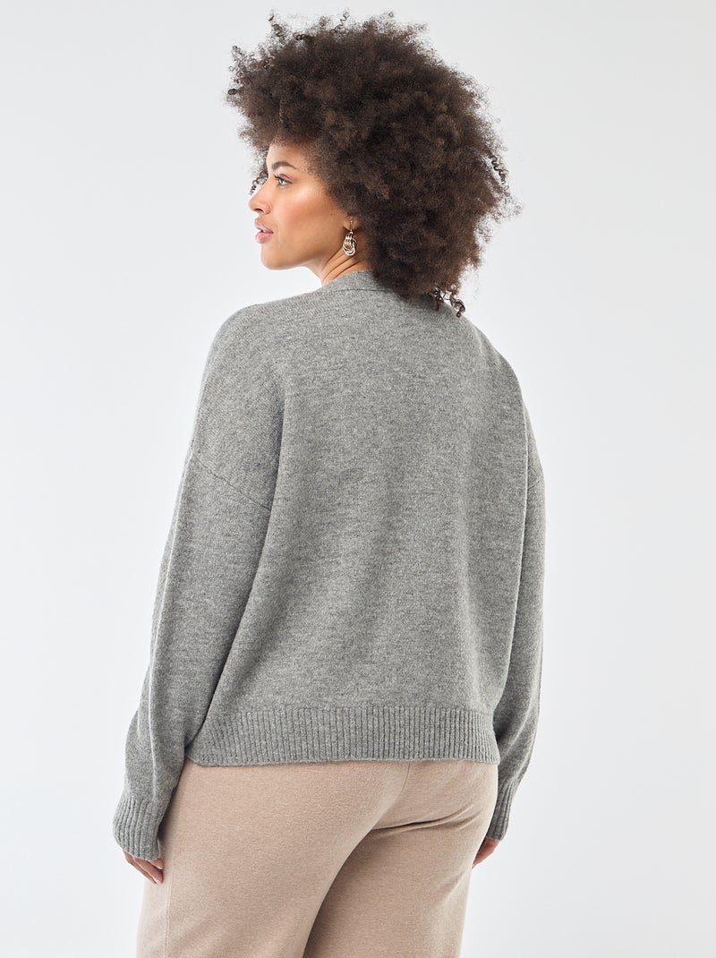 Grofgebreid vest Grijs - Kiabi