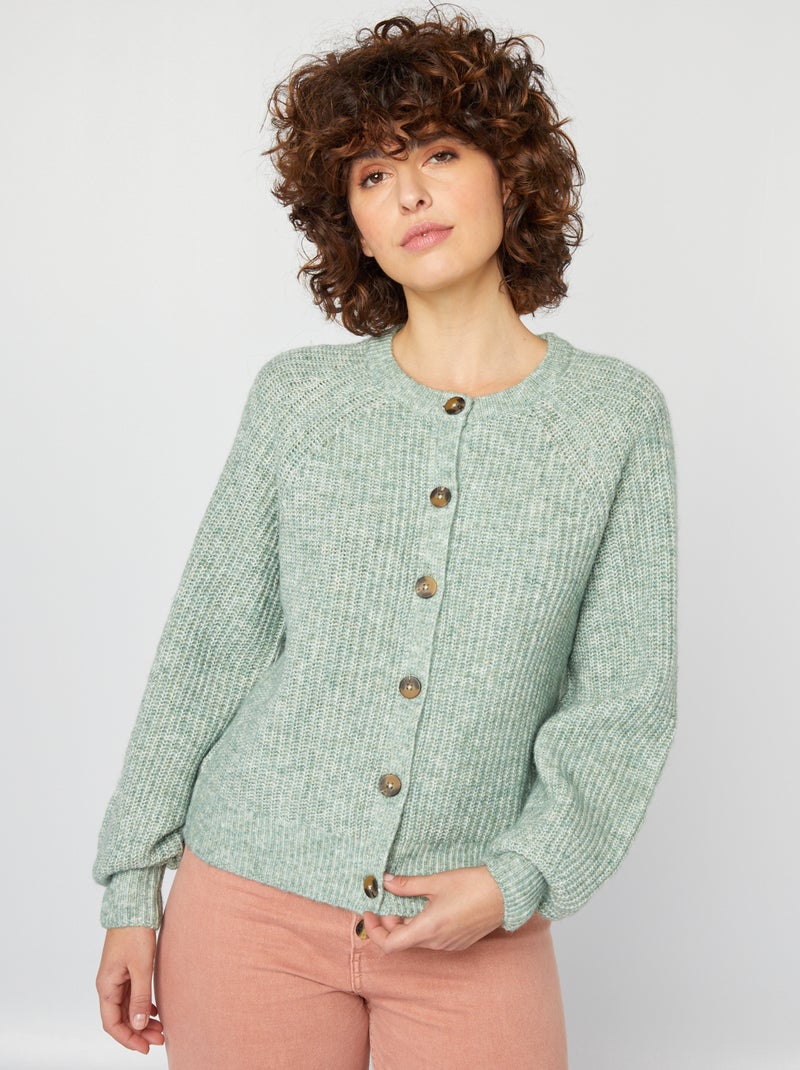 Grofgebreid vest GROEN - Kiabi
