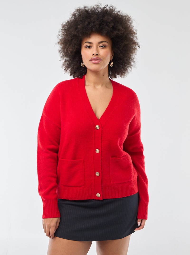 Grofgebreid vest rood - Kiabi