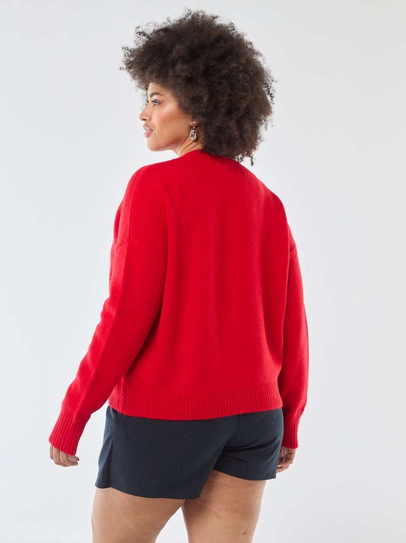 Grofgebreid vest rood - Kiabi