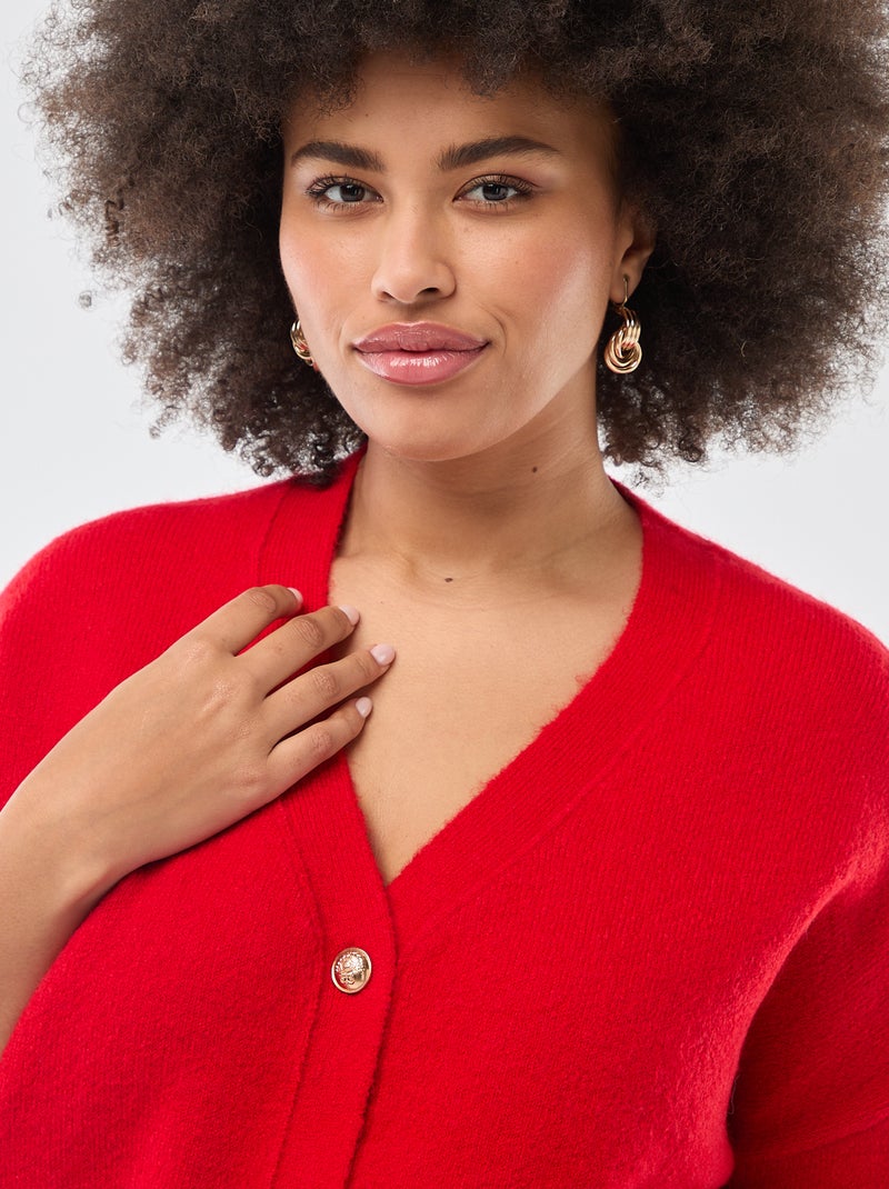 Grofgebreid vest rood - Kiabi