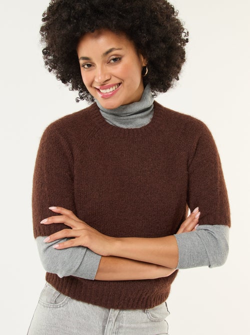 Grofgebreide trui met korte mouw - Kiabi