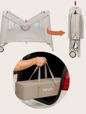 Grondbox 100x100cm LIONELO Mille - Hoge dichtheid matras - Wielen - Klittenband speelgoed - 0-36 mnd