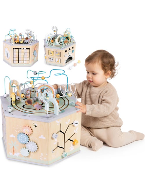 Groot houten activiteitenkubus montessori trein alphabet mamabrum - Kiabi Groot houten activiteitenkubus montessori trein alphabet mamabrum - Kiabi