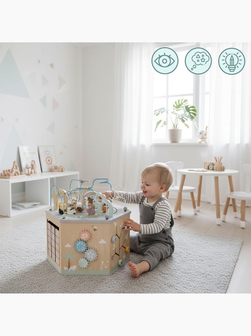 Groot houten activiteitenkubus montessori trein alphabet mamabrum N.v.t. - Kiabi