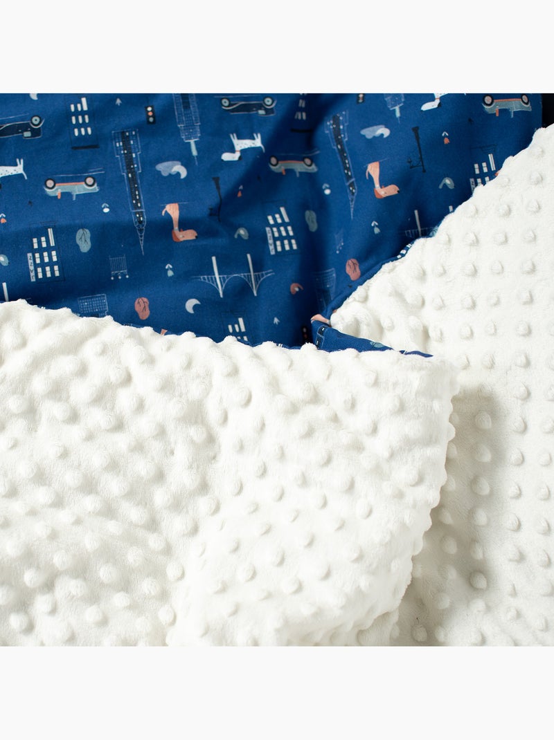 Groot plaid van minky, new york Blauw - Kiabi