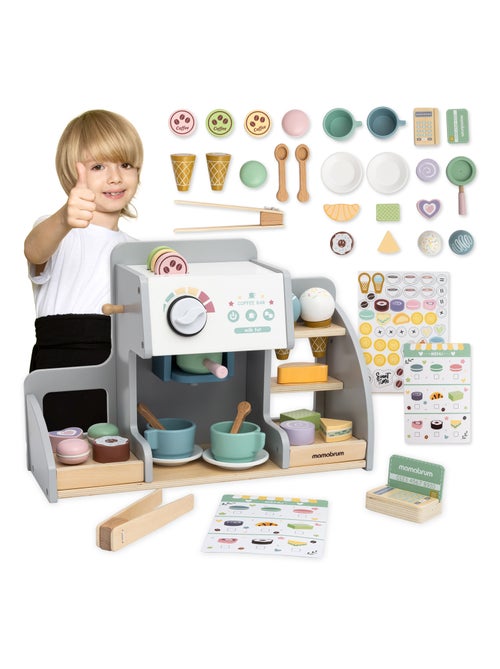 Grote houten ijssalon en café met koffiemachine en 76 accessoires - Kiabi Grote houten ijssalon en café met koffiemachine en 76 accessoires - Kiabi