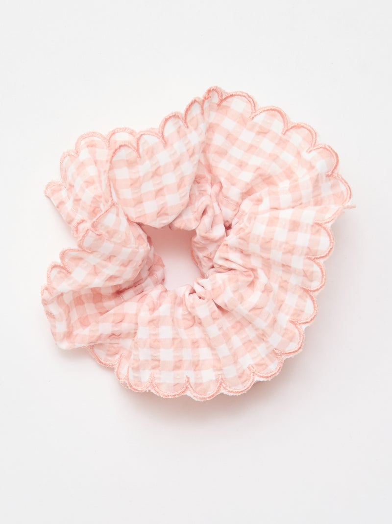 Grote scrunchie met vichyruitjes Rose - Kiabi