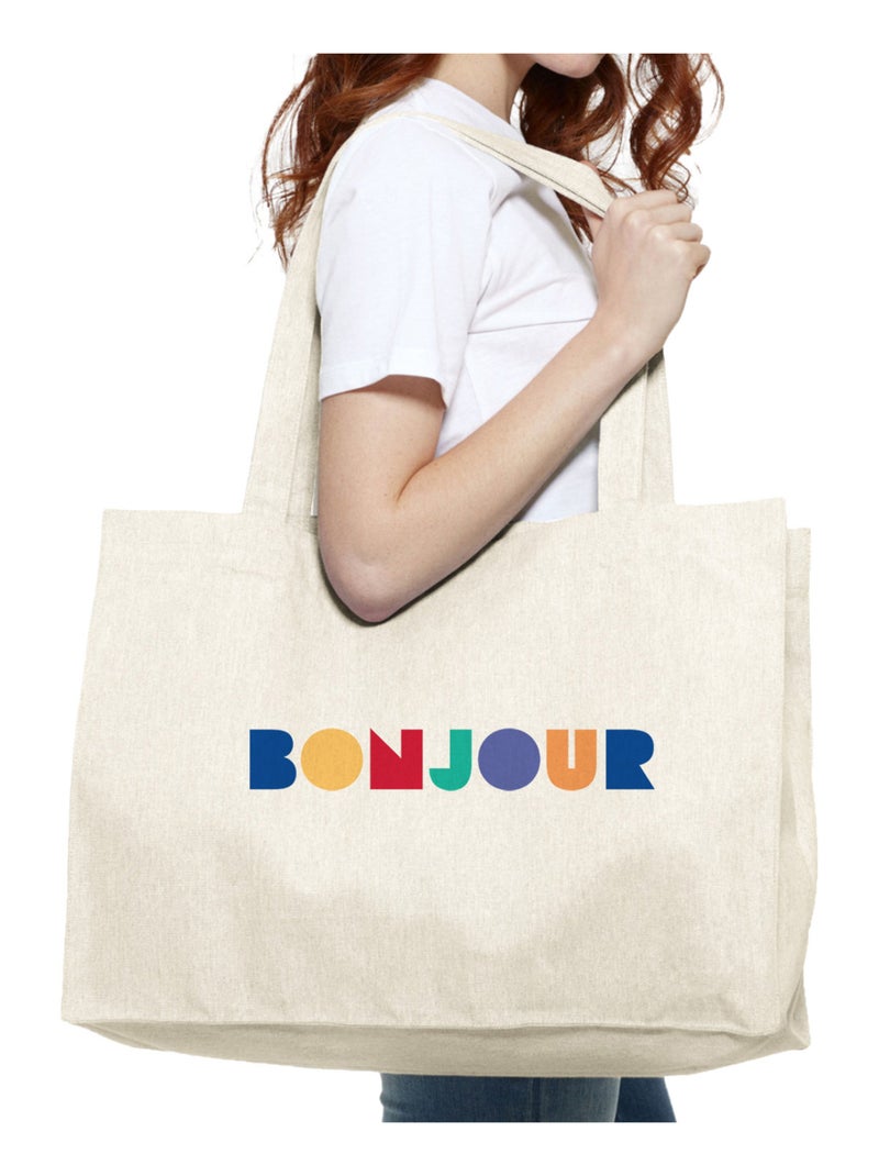 Grote shopper BONJOUR COLORÉ Beige - Kiabi