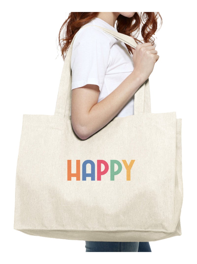 Grote shopper HAPPY COLORÉ Beige - Kiabi