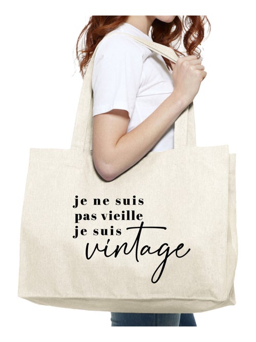 Grote shopper JE NE SUIS PAS VIEILLE JE SUIS VINTAGE - Kiabi
