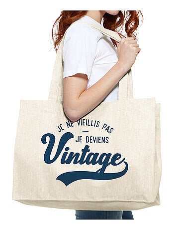Grote shopper JE NE VIEILLIS PAS JE DEVIENS VINTAGE